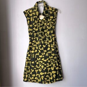 Opening Ceremony Green & Yellow Batik Print Sleevless Collar Dress 4